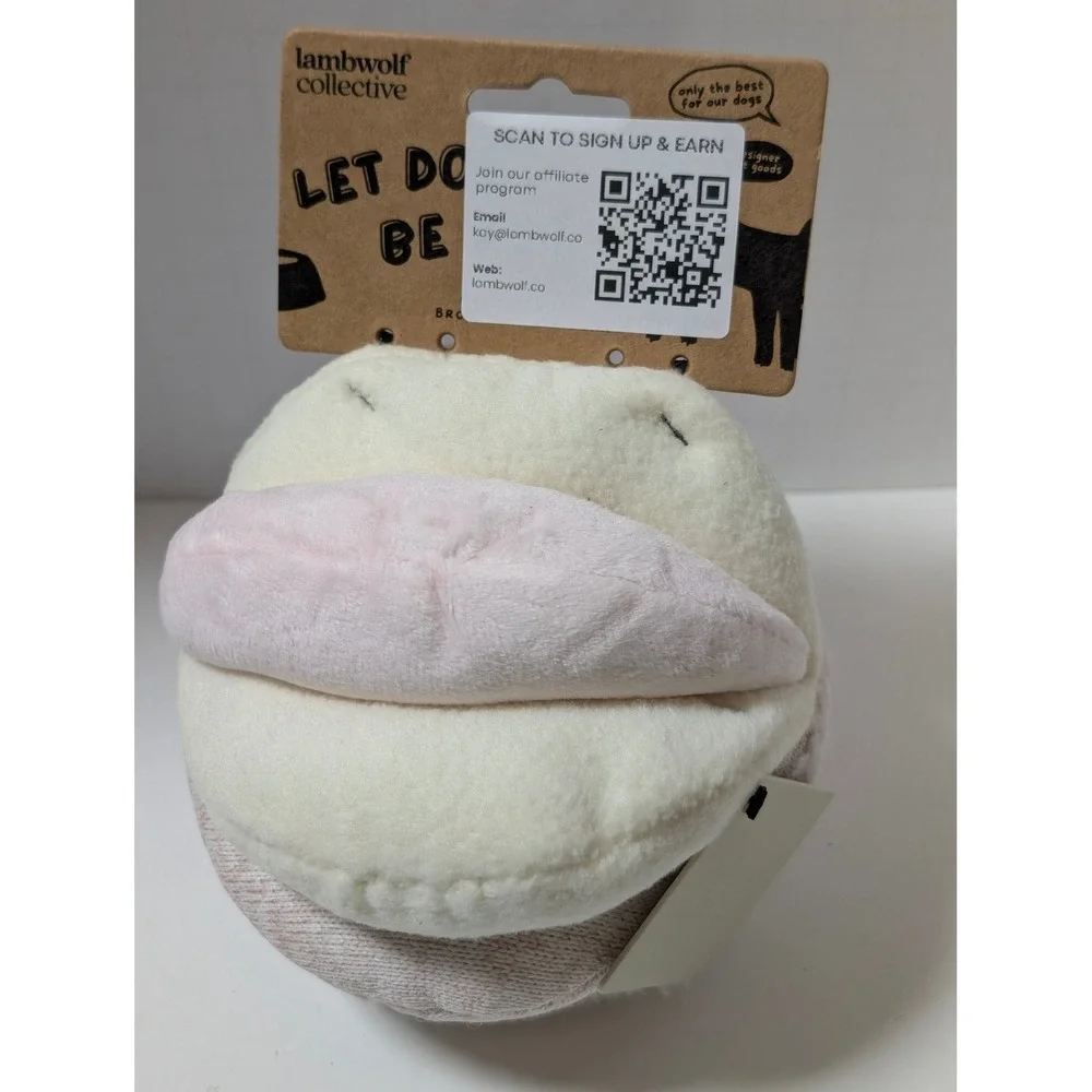 Lambwolf Collective Multi-Textured Silent Snuffle Ball Dog Toy Blush Cream NEW